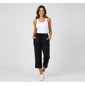 32 Degrees Cool Black Capri Crop Pull-On Pants Pockets Drawstring Soft S